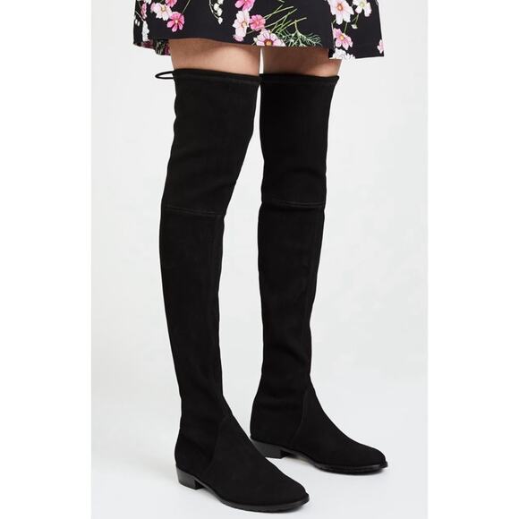 Stuart Weitzman Lowland Over The Knee Boots Thigh High Suede Block Heel Flat - Picture 1 of 15